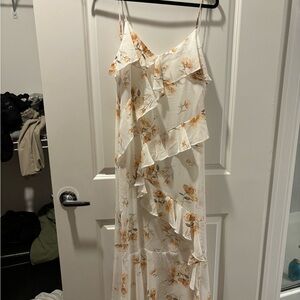 Blue Pepper Romantic White Floral Dress Tiered Ruffles